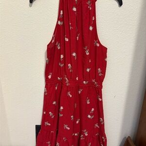 LOFT Red and White Floral Dress